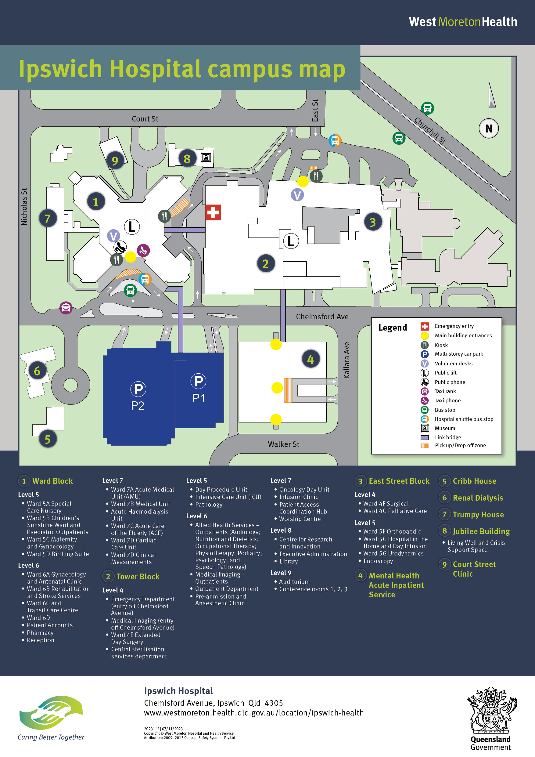 Ipswich Hospital campus map